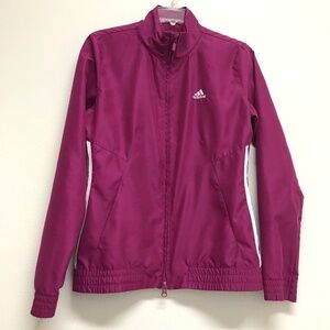 Adidas Women's Sz S Full Zip Track Jacket Windbreaker Coat Pockets Casual Maroon